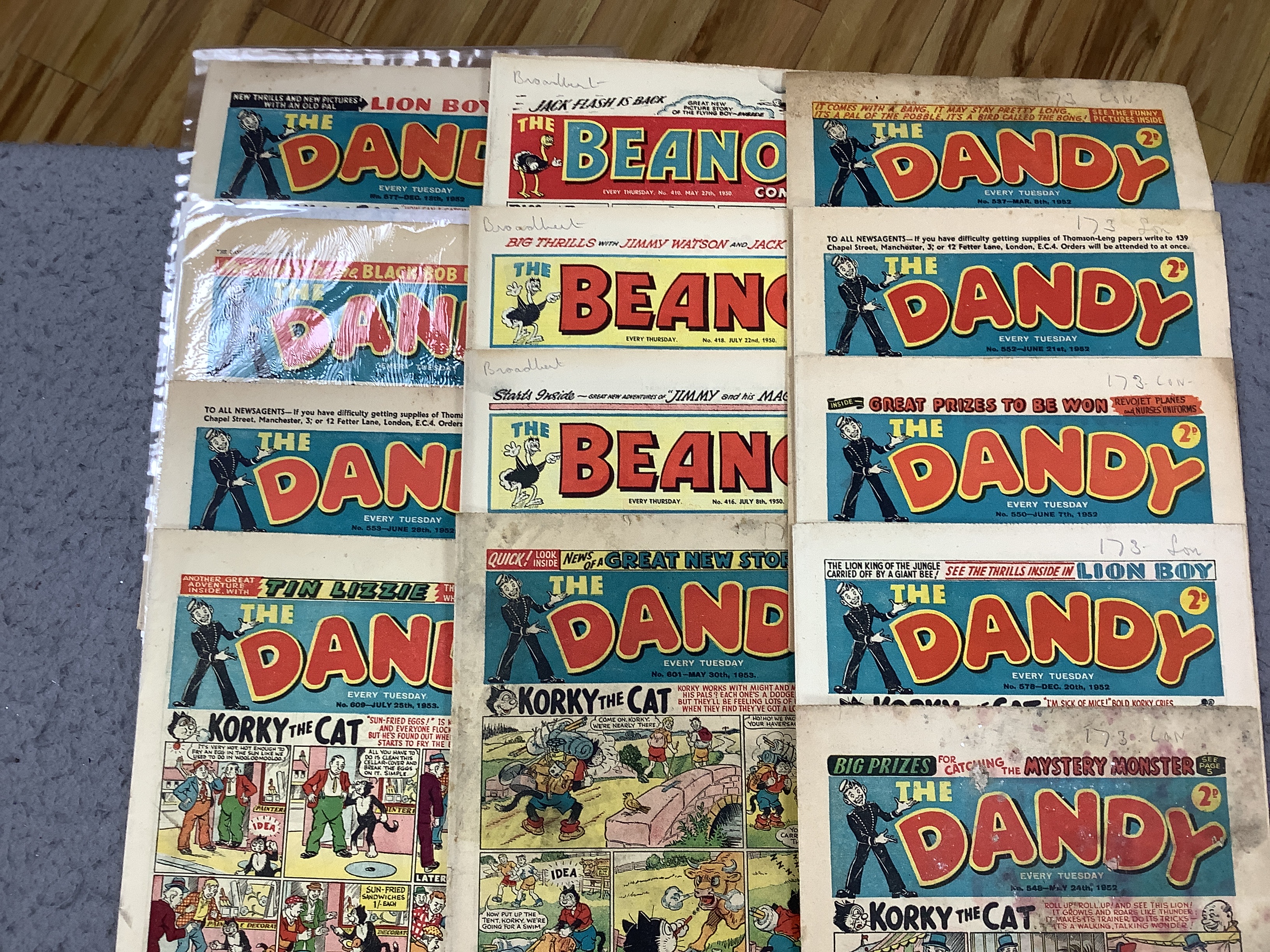 A collection of vintage 1940’s/1950’s comics including ‘Beano’ and ‘The Dandy’